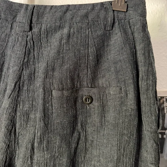 Poetry Charcoal grey linen cotton textured gauze Bermuda shorts - Picture 6 of 8